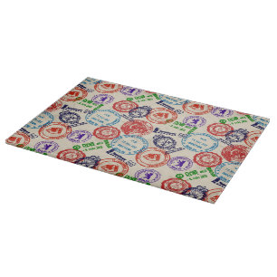 Texture with real stamps. cutting board