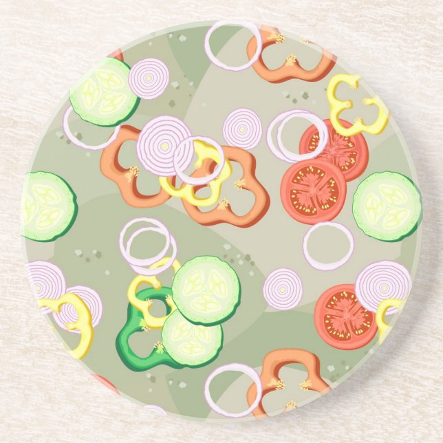 Texture With Slices Of Vegetables Coaster (Front)