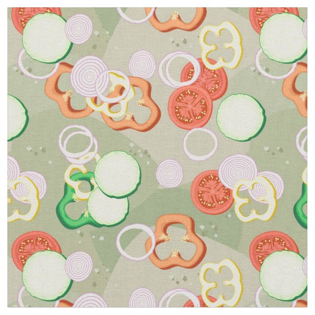 Texture With Slices Of Vegetables Fabric (Close Up)