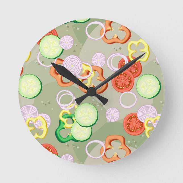 Texture With Slices Of Vegetables Round Clock (Front)