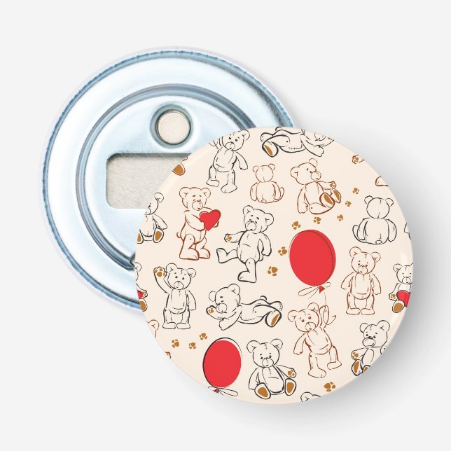 Texture With Teddy Bears Bottle Opener (Front)
