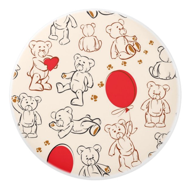 Texture With Teddy Bears Ceramic Knob (Front)