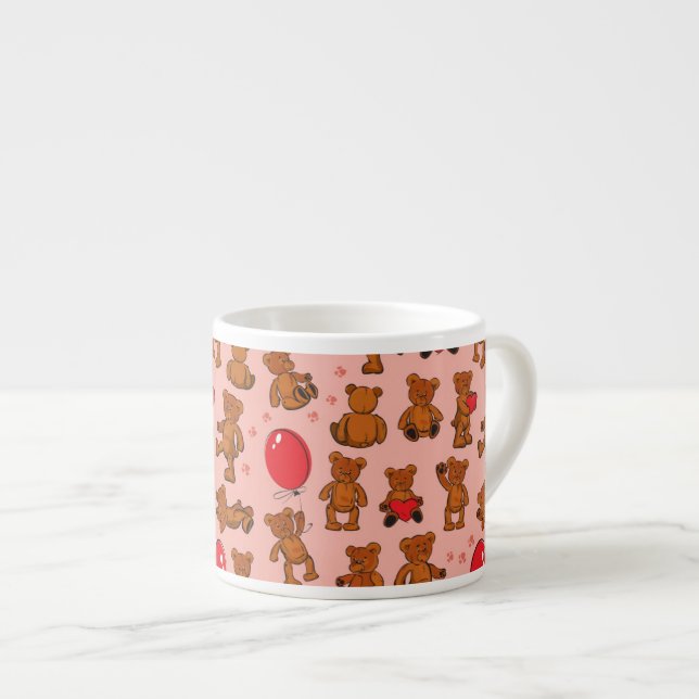 Texture With Teddy Bears, Hearts Espresso Cup (Front Right)