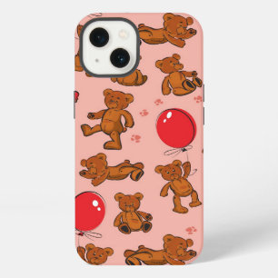 Texture With Teddy Bears, Hearts iPhone 13 Case