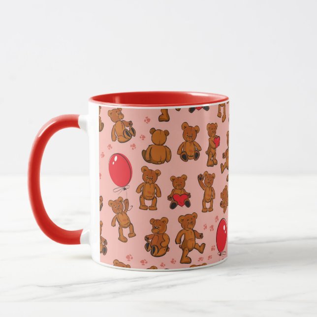 Texture With Teddy Bears, Hearts Mug (Left)