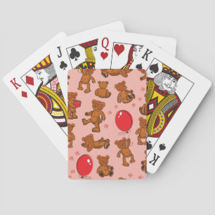 Texture With Teddy Bears, Hearts Playing Cards