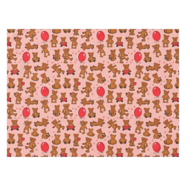 Texture With Teddy Bears, Hearts Tablecloth (Front (Horizontal))