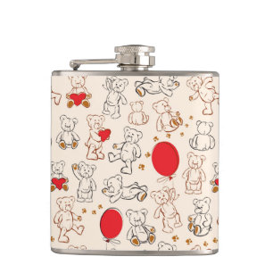 Texture With Teddy Bears Hip Flask