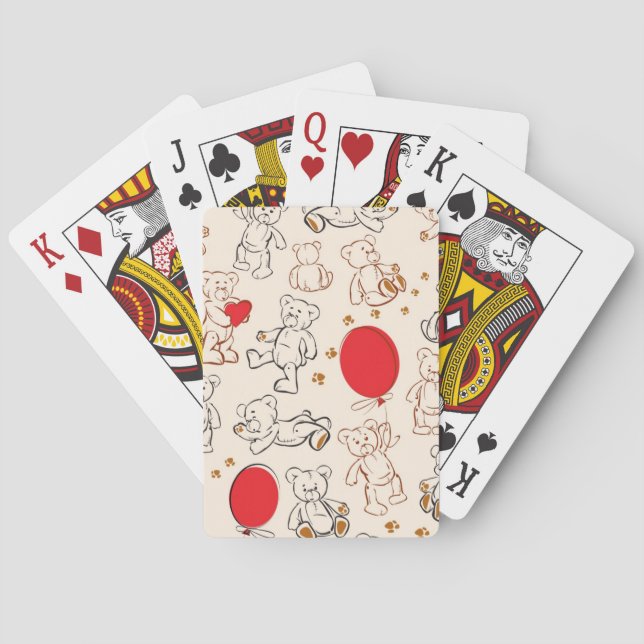 Texture With Teddy Bears Playing Cards (Back)