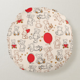 Texture With Teddy Bears Round Cushion