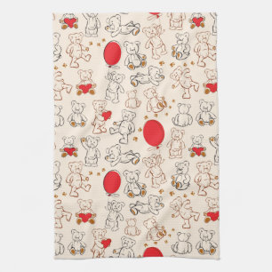 Texture With Teddy Bears Tea Towel