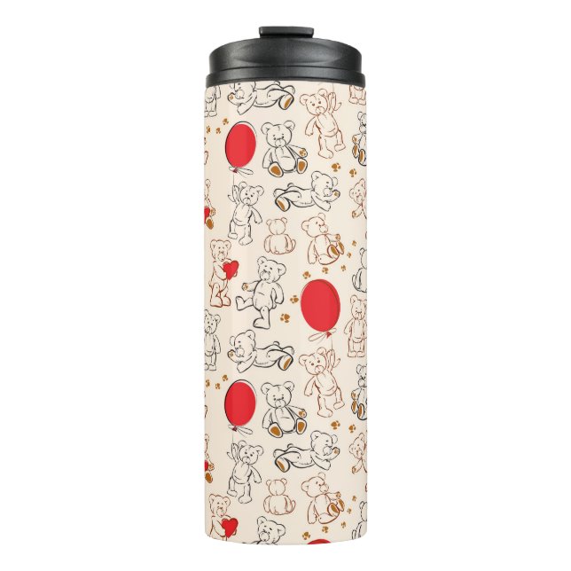 Texture With Teddy Bears Thermal Tumbler (Front)
