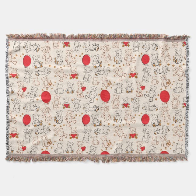 Texture With Teddy Bears Throw Blanket (Front)