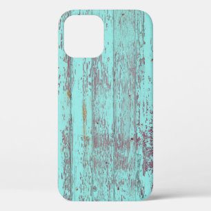 Texture wood barn aqua background iPhone 12 case