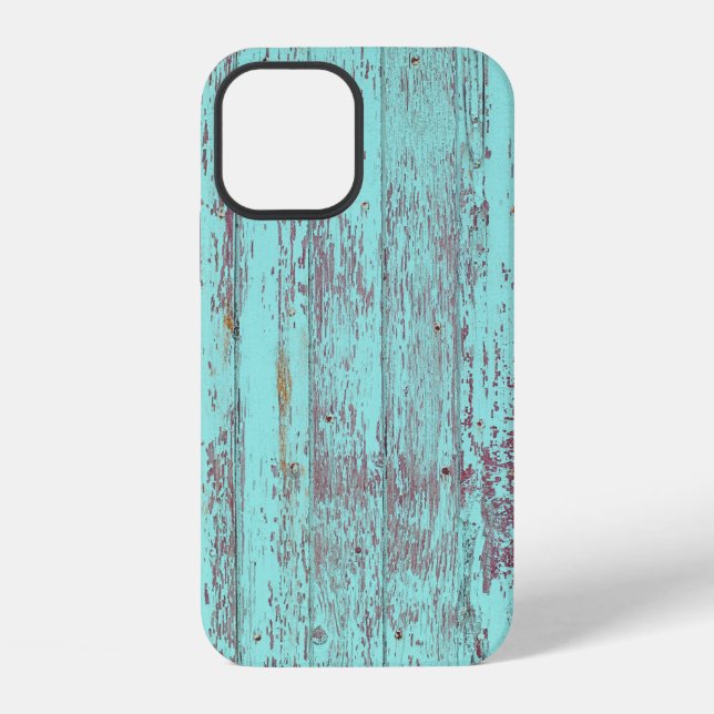 Texture wood barn aqua background iPhone case (Back)