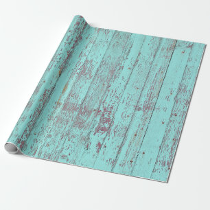 Texture wood barn aqua background wrapping paper
