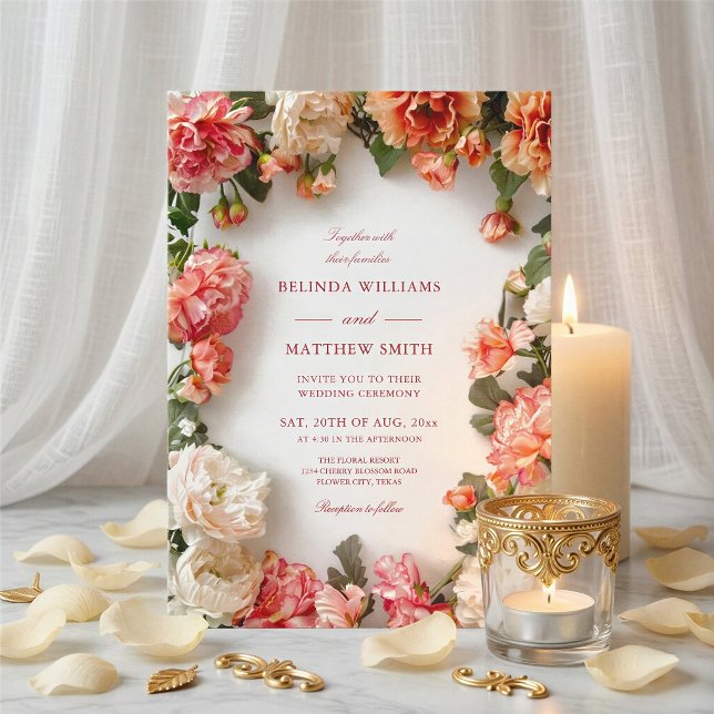 Textured 3D Floral Wreath Wedding Invitation (Creator Uploaded)
