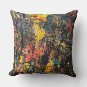Textured abstract art in bright colors 🎨 cushion