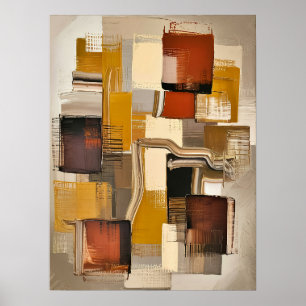 Textured Abstract Blocks – Warm Earth Tone Modern Poster