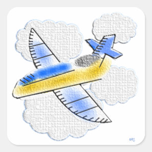 Textured Aeroplane in the Sky Square Sticker