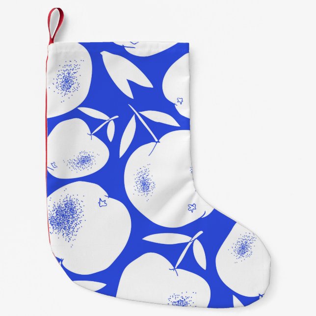 Textured Apple Silhouettes: Hand-Drawn Pattern Small Christmas Stocking (Front)