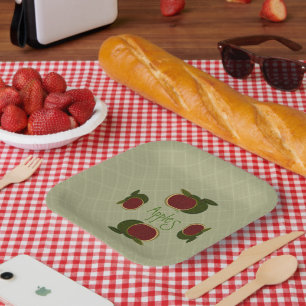 Textured Apples Country Apple Fruit Paper Plate
