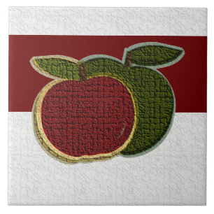 Textured Apples (cranberry/white) Tile
