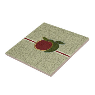 Textured Apples Red Green Sage Tile