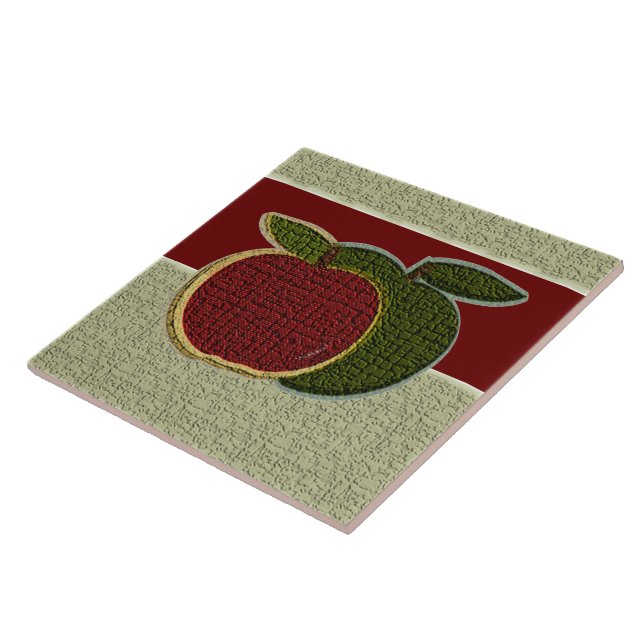 Textured Apples (sage/cranberry) Tile (Side)