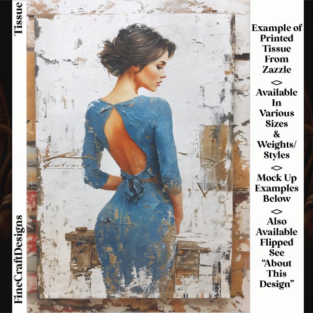 Textured Art, Elegant Lady in Blue EL4R Decoupage Tissue Paper (Creator Uploaded)