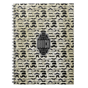Textured Background Chalkboard Moustache Pattern Spiral Notebook