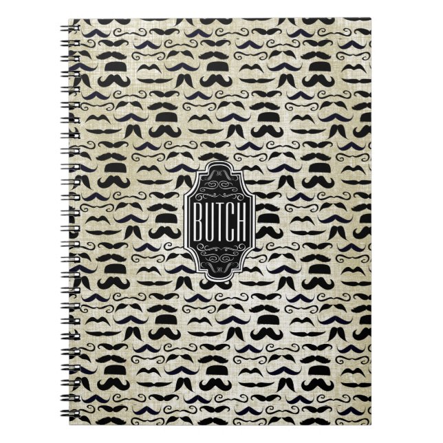 Textured Background Chalkboard Moustache Pattern Spiral Notebook (Front)