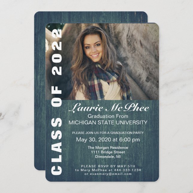 Textured Background Custom Photo Graduate Invitation (Front/Back)