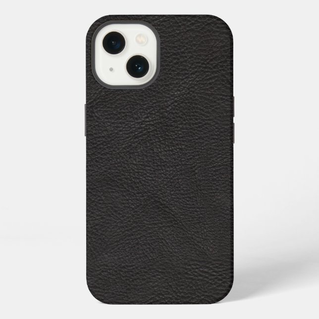 Textured Black Leather Design iPhone Case (Back)