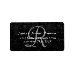 Textured Black Monogram Return Address Label