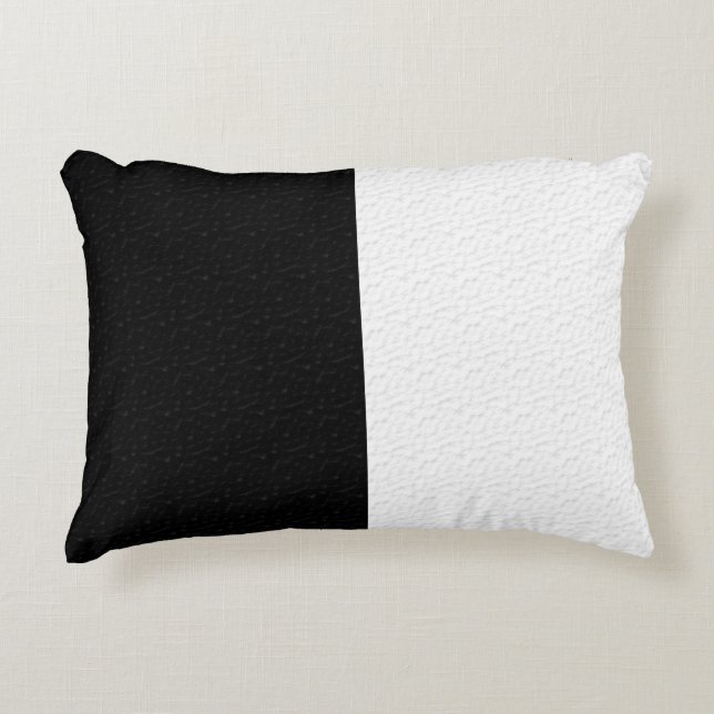 Textured Black White Two Colour Half sides Decorative Cushion (Front)