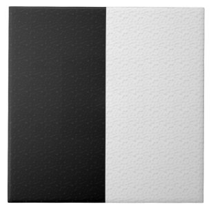 Textured Black White Two Colour Half Stripes Tile