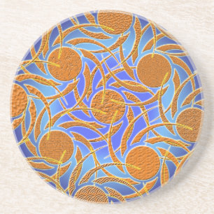 Textured blue and orange stone coaster