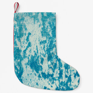 Textured blue background made of dense fabric. Con Small Christmas Stocking