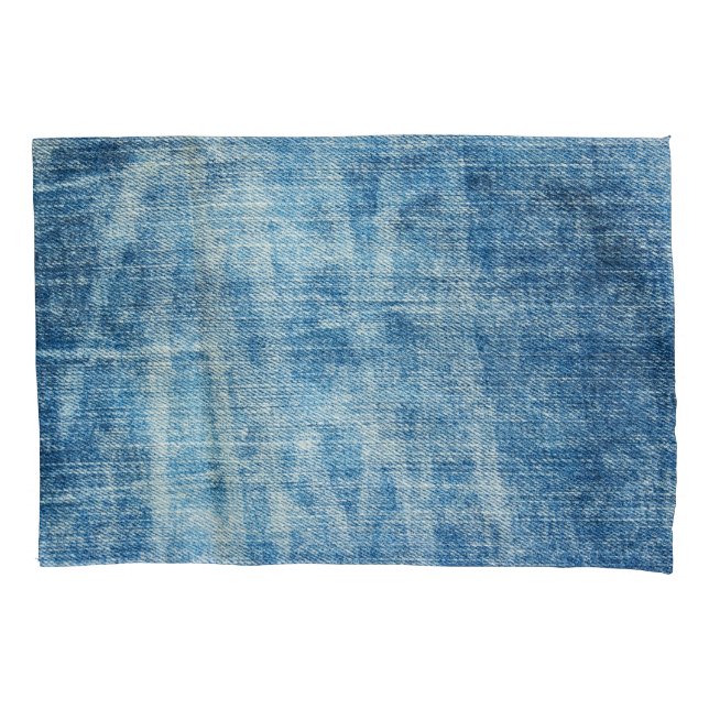 Textured Blue Denim Close-Up Pillowcase (Front)