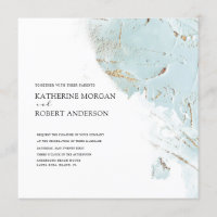 textured blue gold modern Wedding Invitation