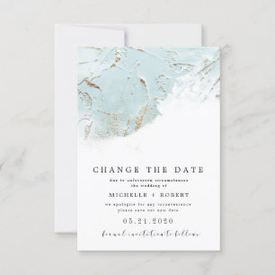 textured blue gold Photo Change The Date Invitation