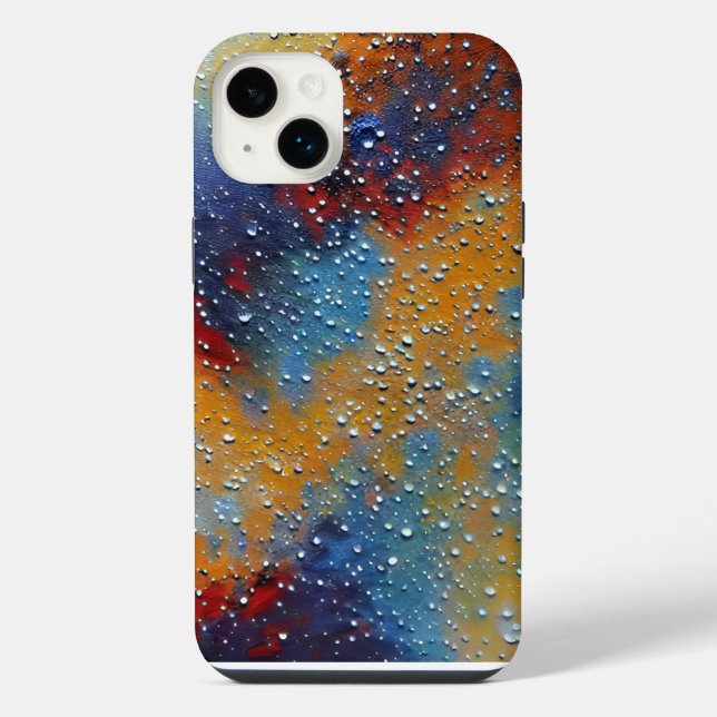 Textured Blue Red Yellow Splatter Painting Pattern iPhone Case (Back)