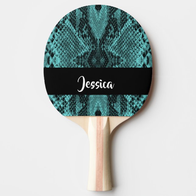 Textured blue snake skin ping pong paddle (Front)