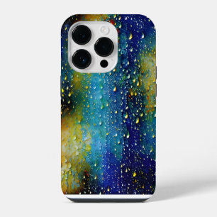 Textured Blue Yellow Aqua Crisp Fun Vivid Pattern iPhone 14 Pro Case
