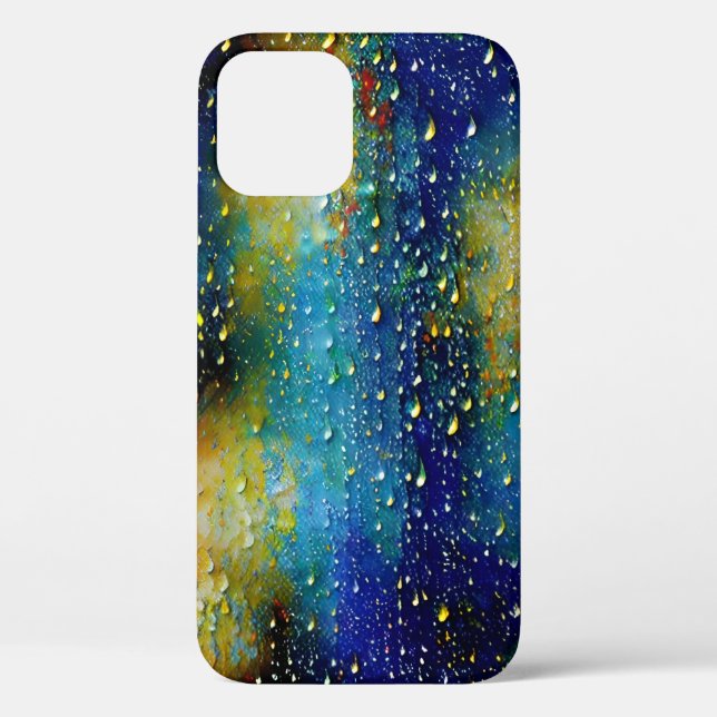Textured Blue Yellow Blue Crisp Raindrop Droplets  Case-Mate iPhone Case (Back)