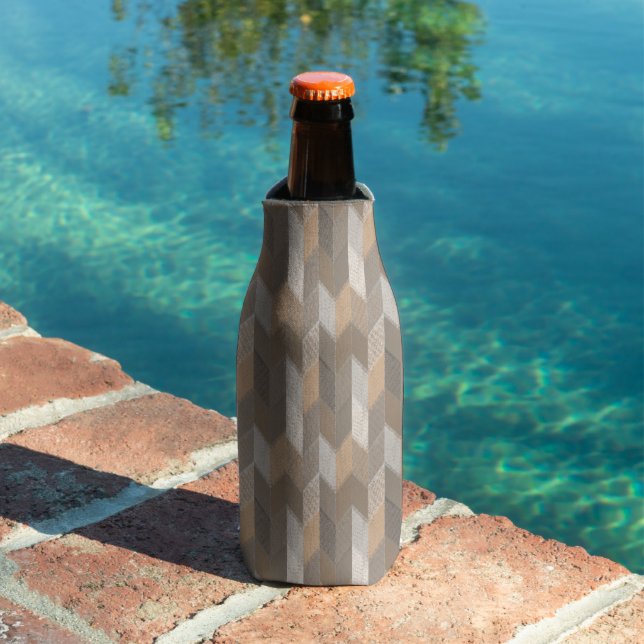 Textured Blue, Yellow, Olive Chevron. Bottle Cooler (In Situ Pool)