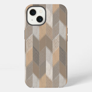 Textured Blue, Yellow, Olive Chevron. iPhone 13 Case