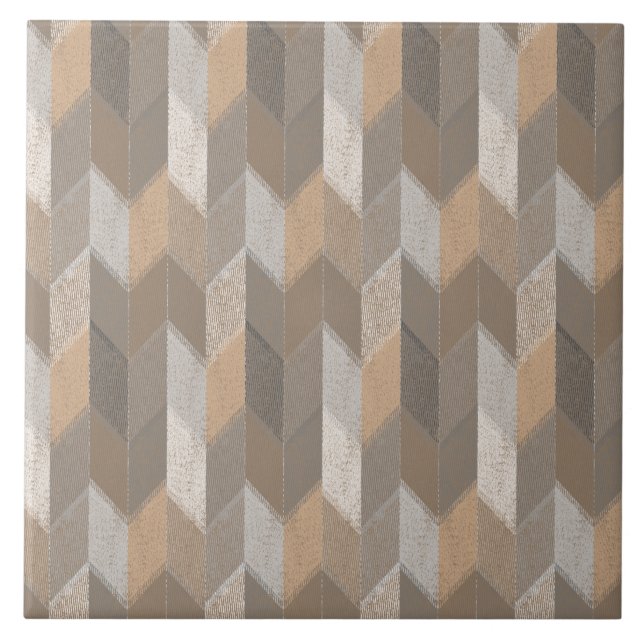 Textured Blue, Yellow, Olive Chevron. Tile (Front)