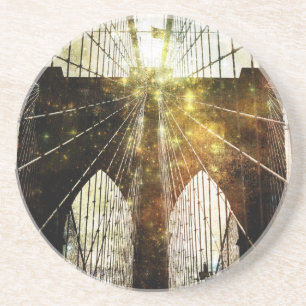 Textured Blur Brooklyn Bridge Coaster